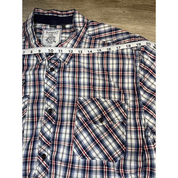 Buffalo DAVID BITTON Shirt Men's Size XL Premium Button Down Blue Plaid Western - Picture 8 of 11